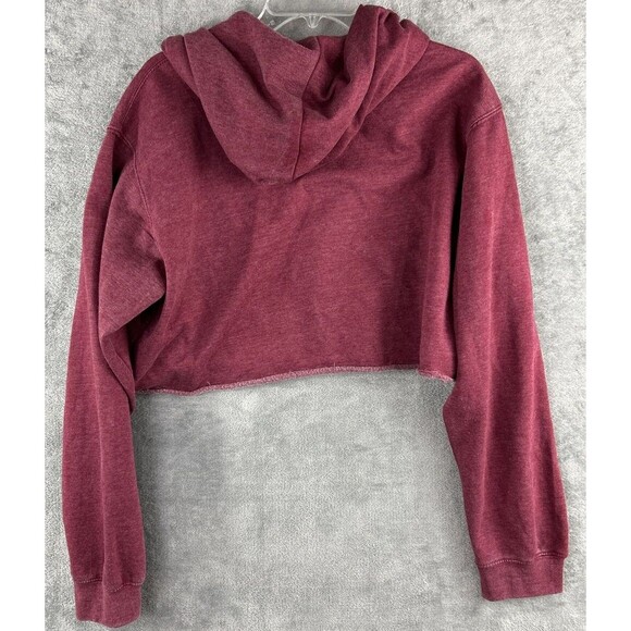 Pop Surf Women Large Red Crop Hoodie Santa Monica CA Logo Beach Sweatshirt - Picture 4 of 9